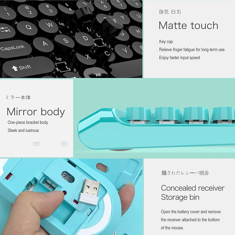 2.4G Wireless Keyboard Gaming Mouse Set Retro Round Keycap Keyboard Mini Mouse For Macbook Lenovo PC Laptop Keypad Computer Mice