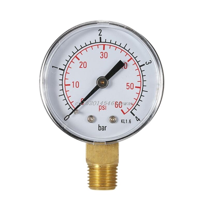 0-4bar/0-60psi Air Compressor Hydraulic Pressure Meter Fuel Air Oil High Vacuum Gauge 1/4&quot; NPT Side Mount