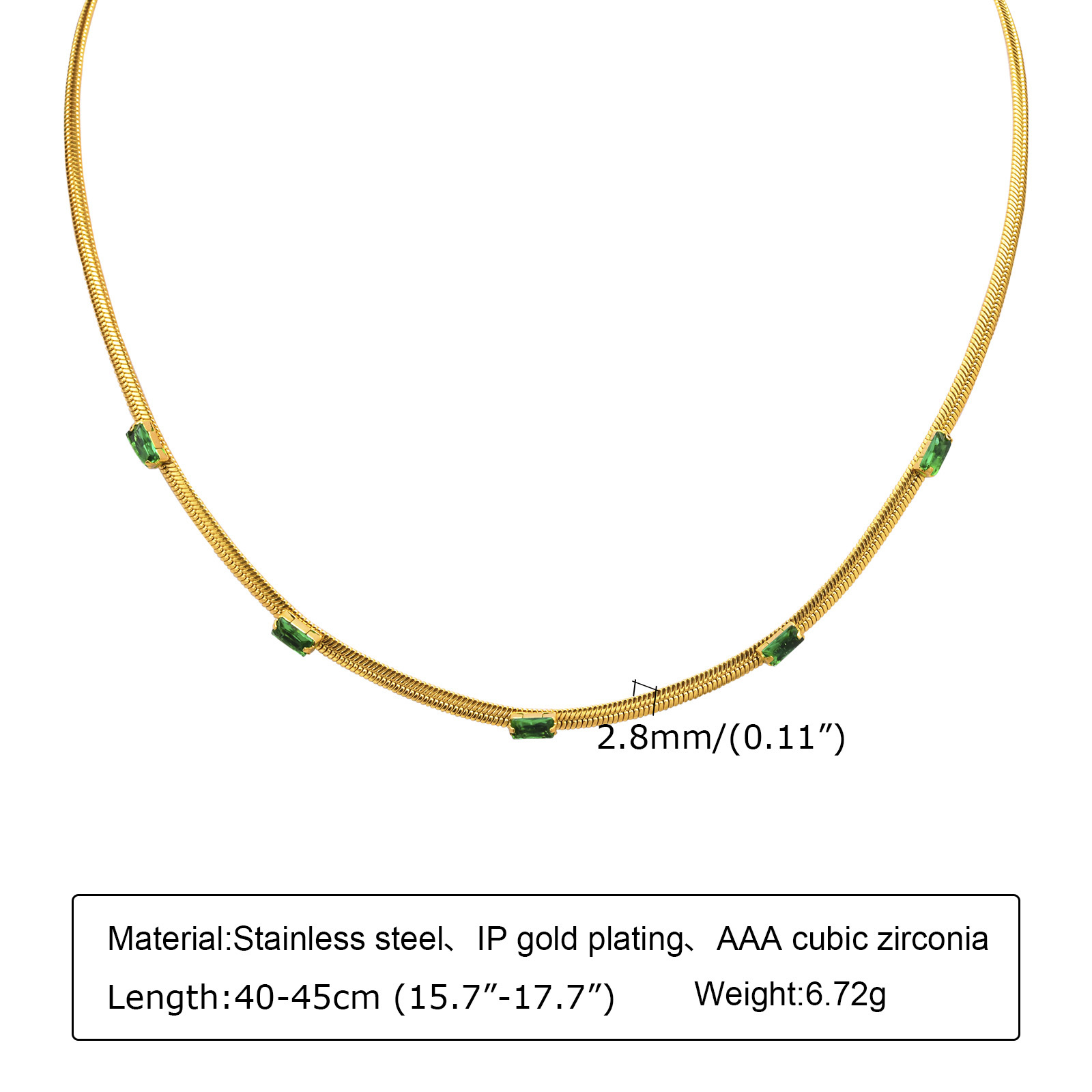 retro grüNe Zirkon Anhänger Halskette für Frauen, Kristallstein Kette Edelstahl vergoldet Luxus Geburtstagsgeschenke: dunkel Gold