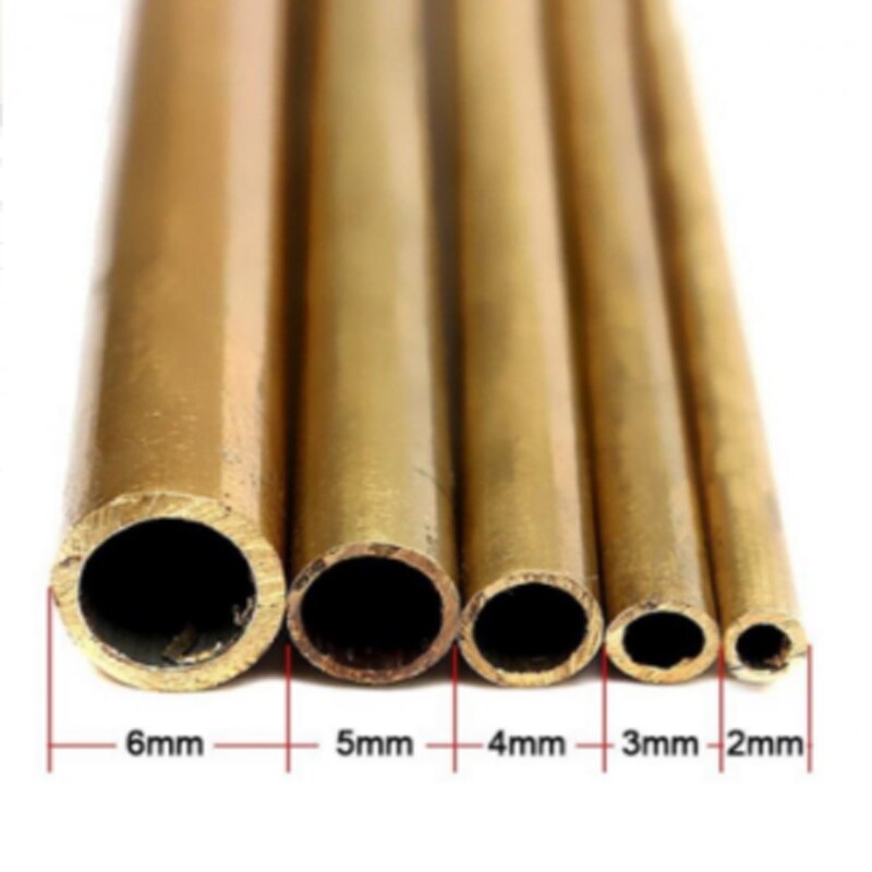 Tubo de latón de 2/3/4/5/6/7/8/9/10/12/14/16/18/20mm, 500 mm de largo, 0,5-2mm de pared, 1 unidad