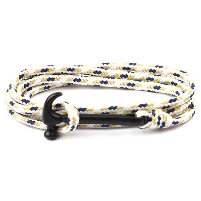 KBAP Frauen Männer wickeln Armbinde Schwarz Hammer Kühlen nautisch Seemann Marine Seil Armbinde Armbänder Armreifen Freundschaft