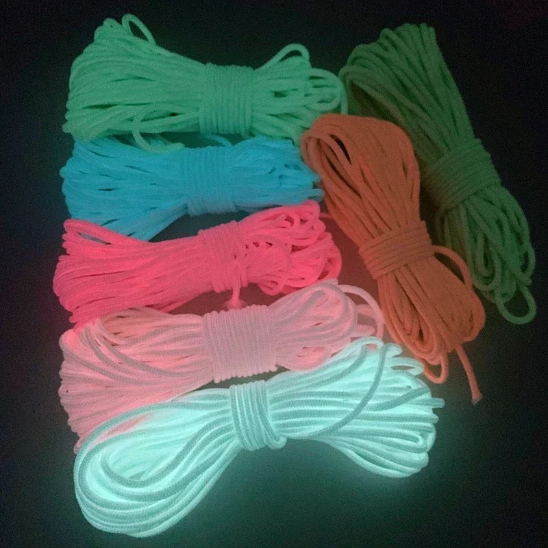 Im Dunkeln leuchtendes Leuchtseil, 9 Stränge, 4 mm Paracord, Nylon, 550 Zeltschnur, Outdoor-Fallschirm-Lanyard, Camping, Überleben, EDC