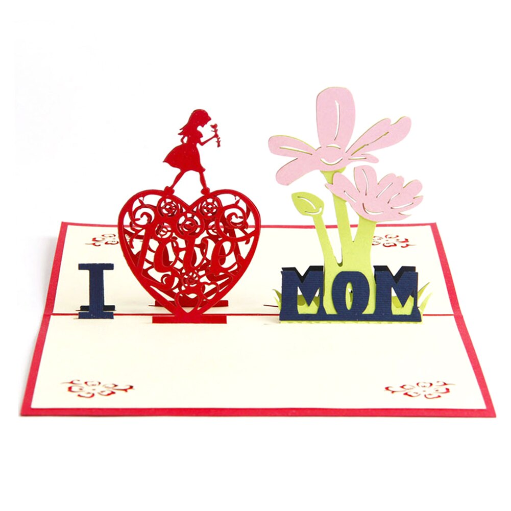 3D Mothers Day Cards Heart Flowers Bouquet Greeting Cards Wedding Anniversary with Envelope Birthday Card For Mom: 02