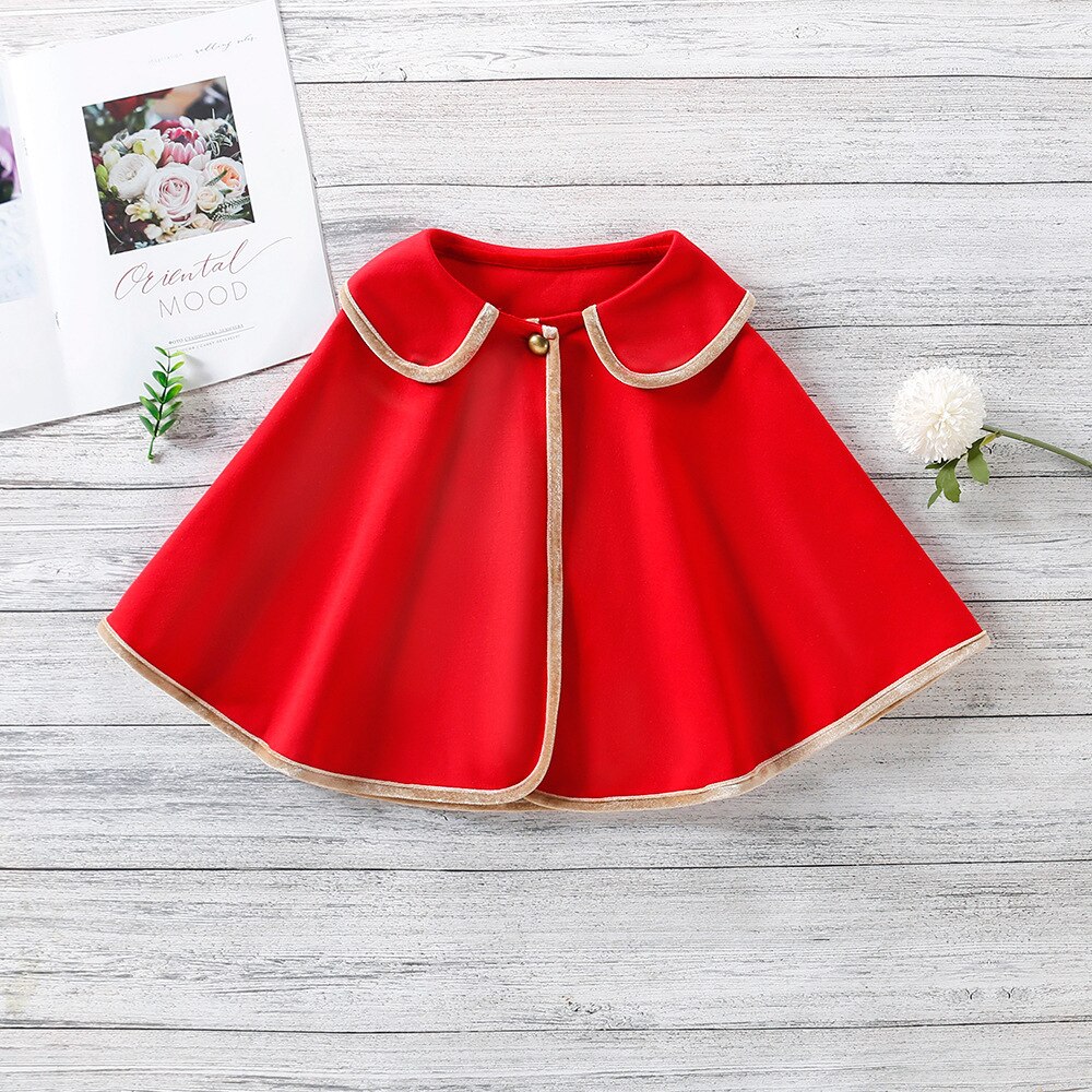 Veste cape rouge pour filles, vêtements d&#39;automne et d&#39;hiver, manteaux à la , vêtements de noël pour enfants: Rouge / 110-4T