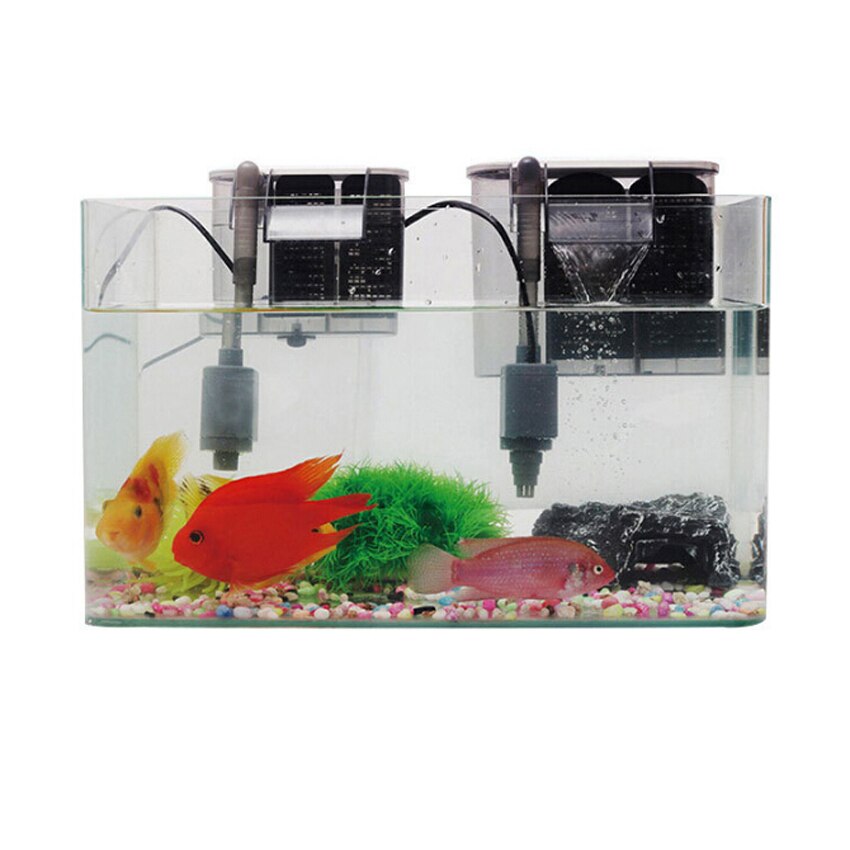 Sunsun 220v wandgemonteerd aquariumfilter aquarium schildpaddentankfilter aerobe zuivering dual 3w koolstoffilter