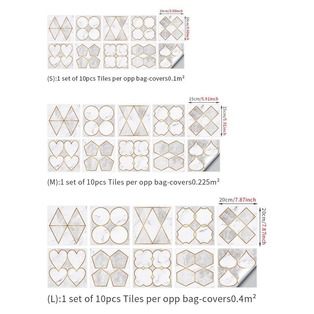 Luxury golden art tile stickers Aisle wall waterproof moisture-proof wallpaper Bathroom vanity background deco wall sticker