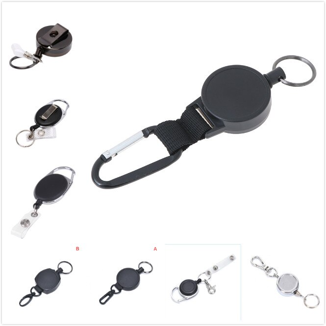 20Styles Key Ring Clip Retractable Pull Key Ring Chain Reel Extendable Belt Reel ID Lanyard Name Tag Card Badge Holder