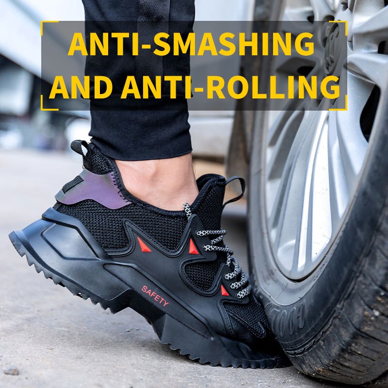 Chaussures d&#39;assurance contre les coups de couteau pour homme, souliers de sécurité respirants et confortables avec embout en acier
