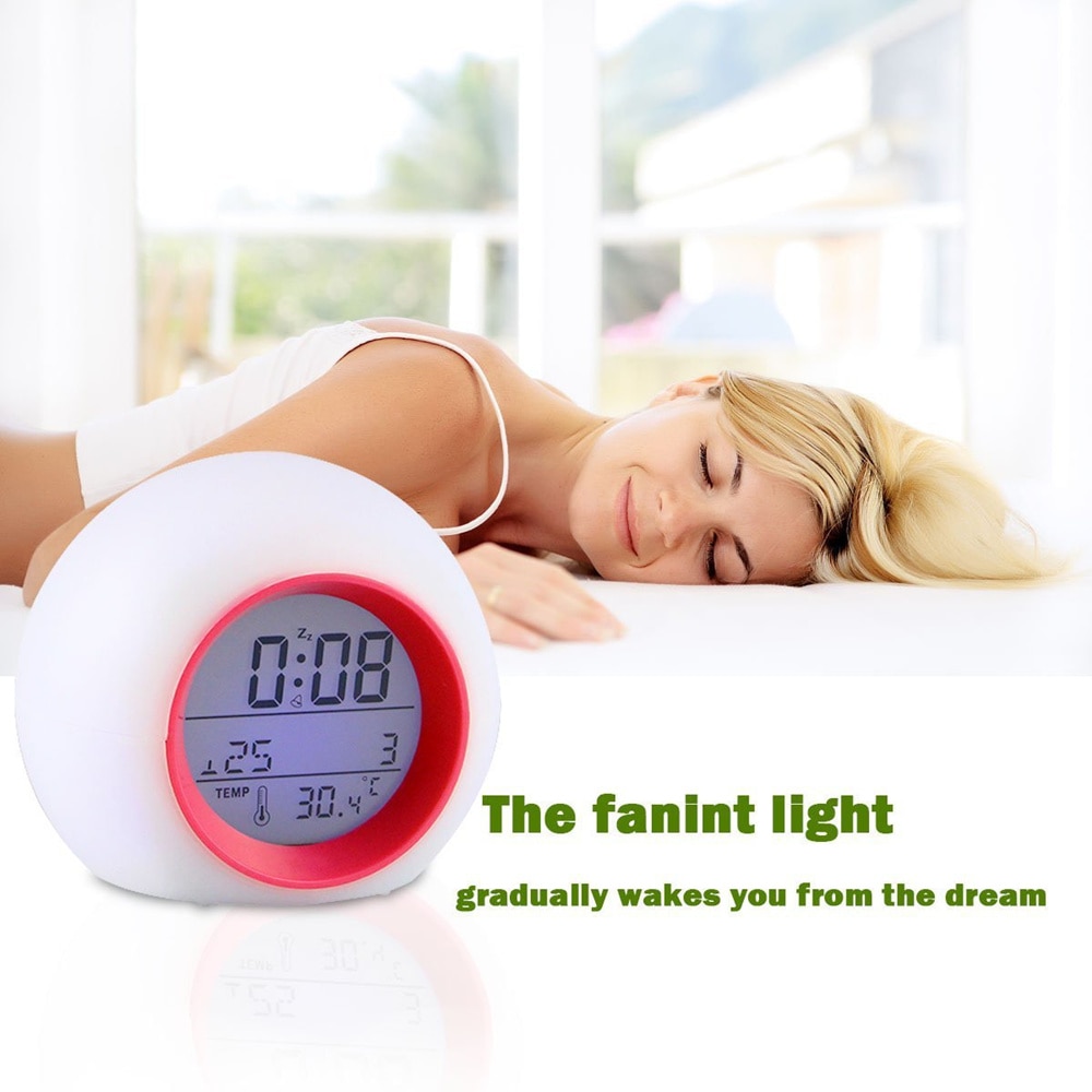 Barn barn musik väckarklocka smart studie timer led nattlampa cirkulär touch sensor sängklocka skrivbord hem tillbehör