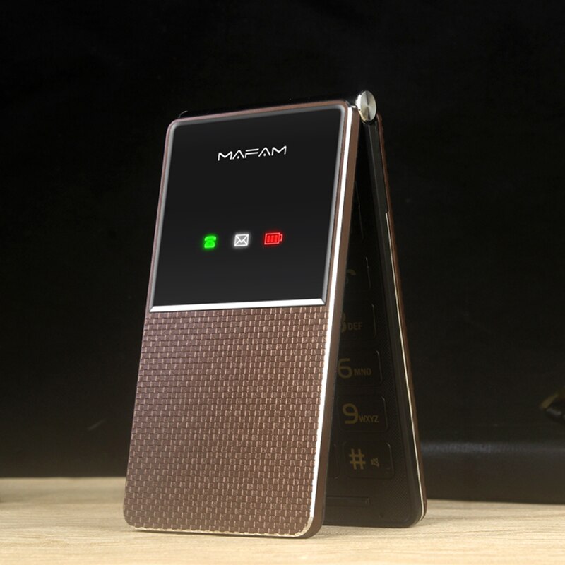 F699 espelho mágico extra fino clamshell grande personagem alto botão vibração grande alto-falante grande bateria telefone da família: add 8G TF card / brown