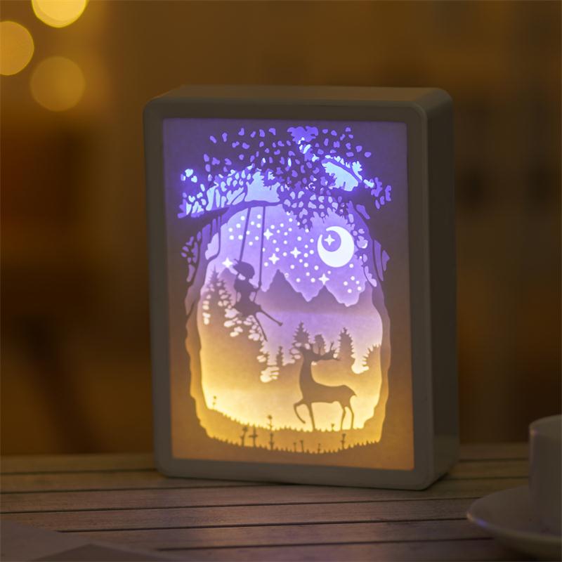 3d papirudskæring natlampe sengelampe soveværelse nat lys skygge papir udskæring lys boligindretning bordlampe: Stil 3