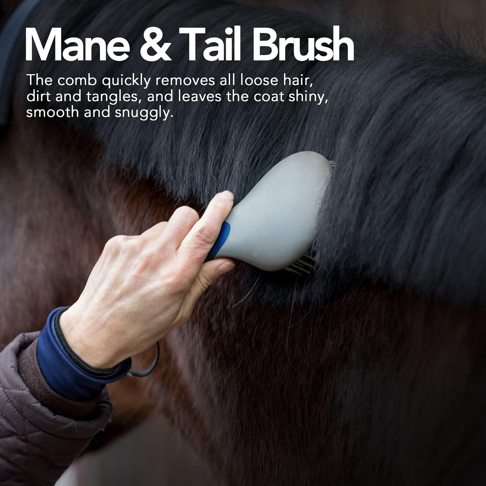 Paardenborstels voor het verzorgen van manen en staart, paardenborstels met ergonomisch handvat, paardenmassageborstel, paardenhaarborstel