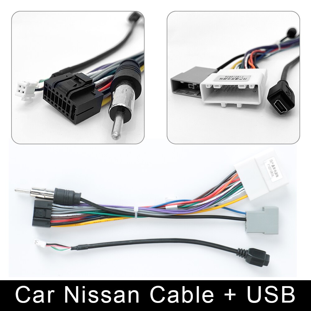 2 din carro android rádio cabo conector de alimentação universal: Nissan with USB