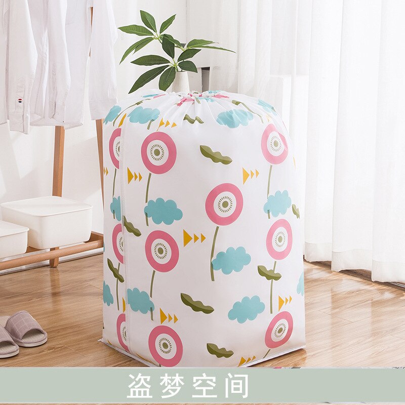Quilt Pillow Blanket Organizer Foldable Storage Bag Collapsible Storage Bag Beam Port Transparent Organizer Cabinet Container: Light Yellow / 70X32cm