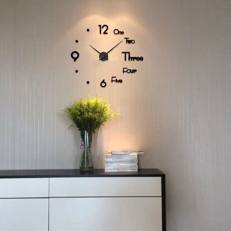 3D Modern Wall Clock Sticker Large Wall Modern Wall Sticker Silent Home Decor Living Room Acrylic Mirror Nordic Clocks
