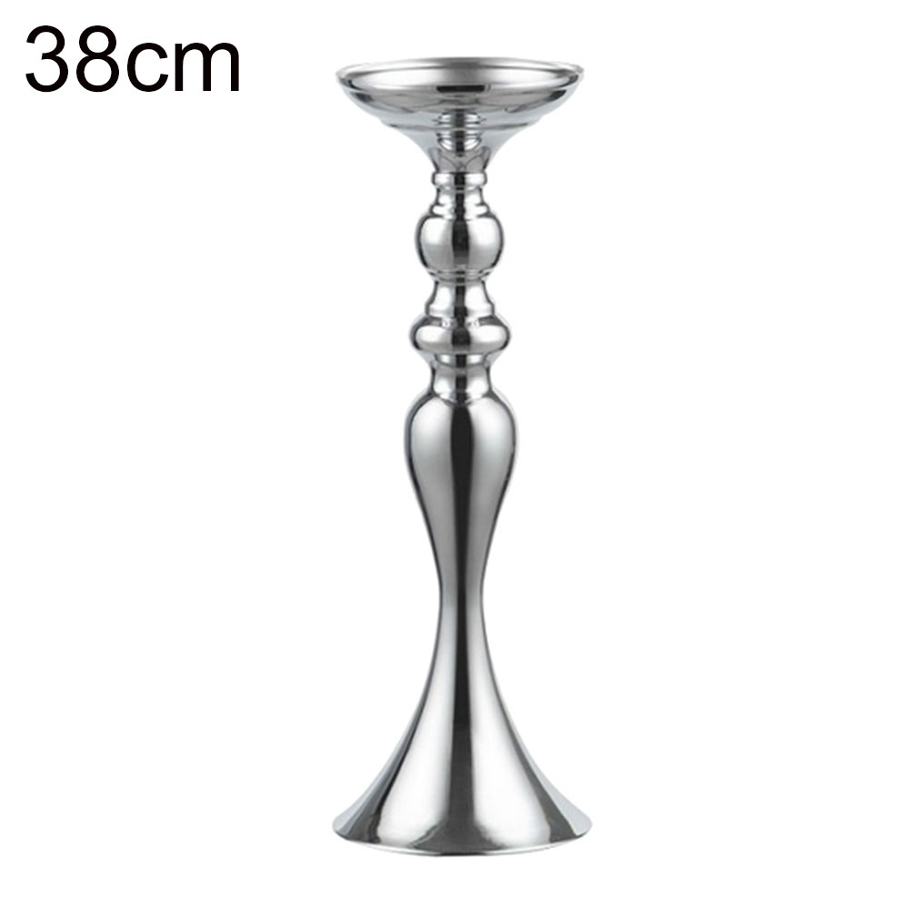 Metal Candle Holders Flowers Vase Candlestick Centerpieces Road Lead Candelabra Centerpieces Wedding porps Christmas decoration: 38cm 1pc Silver
