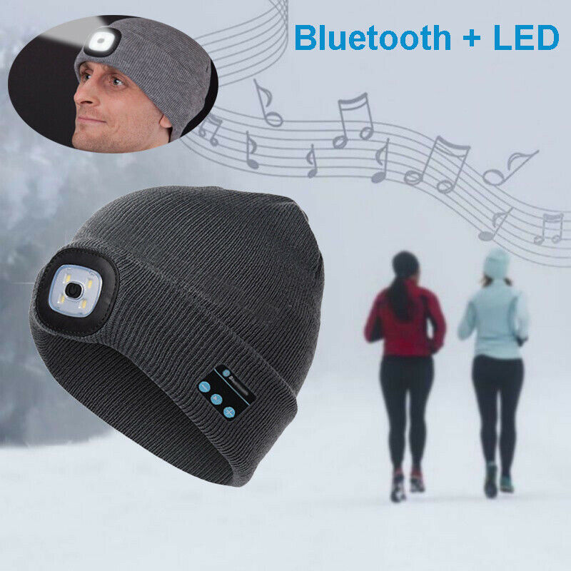 gorro Bluetooth LED luz cabeza sombrero inalámbrico Smart Cap auriculares altavoz