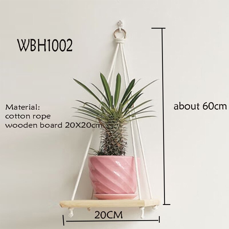 macrame plant hanger with wooden board pot tray flower pot hanging: WBH1002