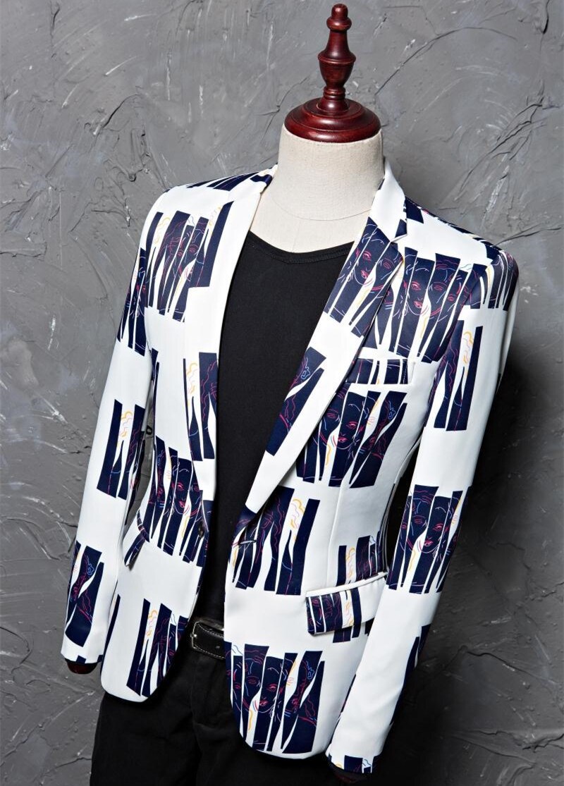 Rsfocus casual blazer voor heren merkkleding rood blauw bedrukt heren blazer jasje podiumkleding heren blazers  xz217