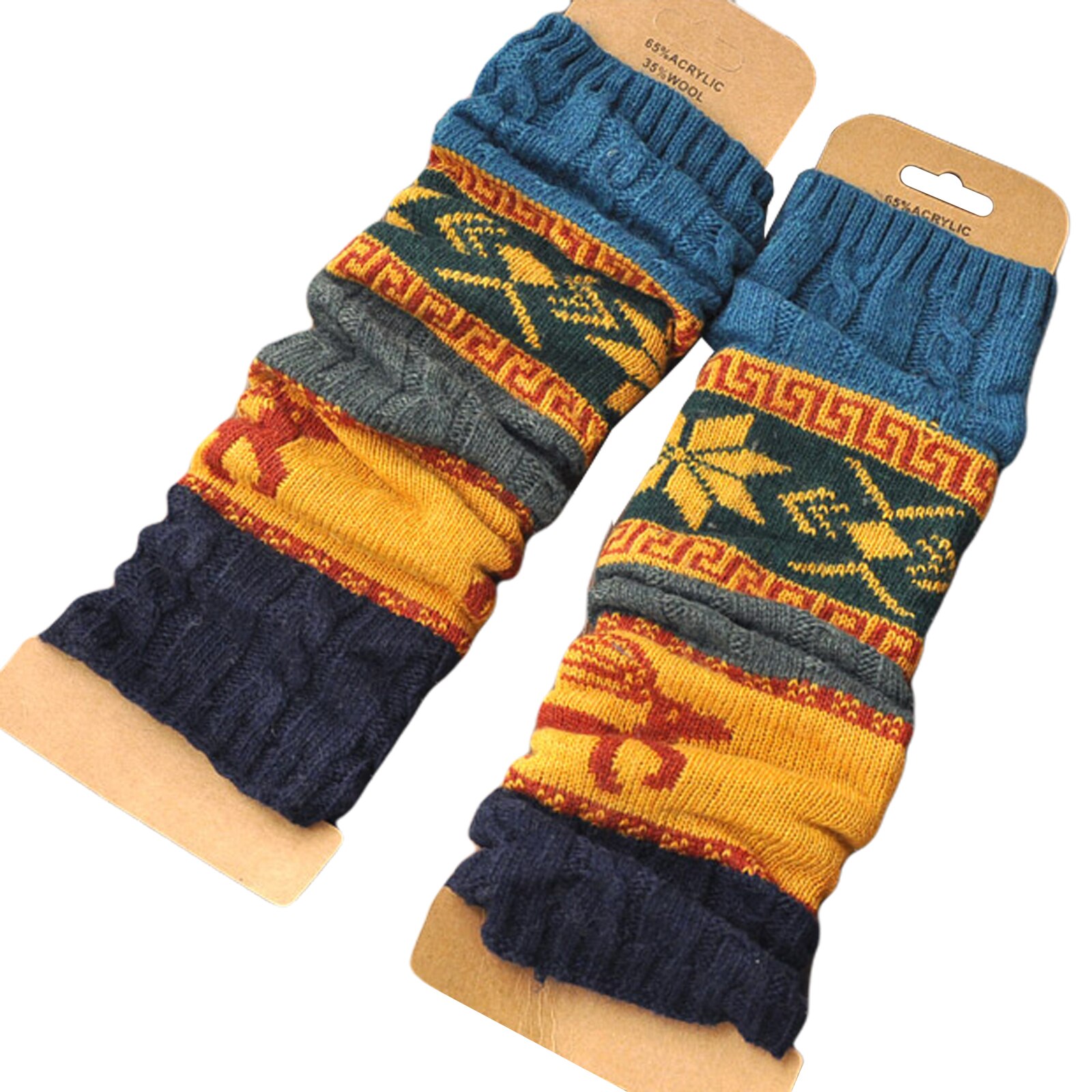 47cm Women Knit Leg Warmers Cartoon Pattern Crochet Ribbed Leg Socks for Party Accessories Christmas: D