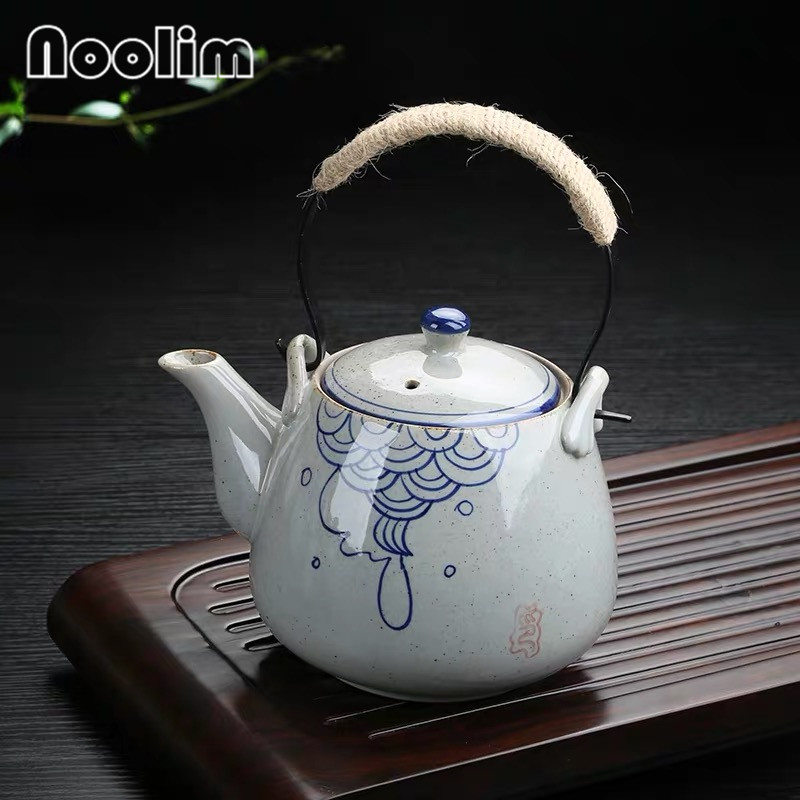 Théière en céramique peinte à la main, grande théière rétro résistante à la chaleur, pour salon de thé, hôtel, ménage, bouilloire en porcelaine, tasse à thé kung fu: Théière-f
