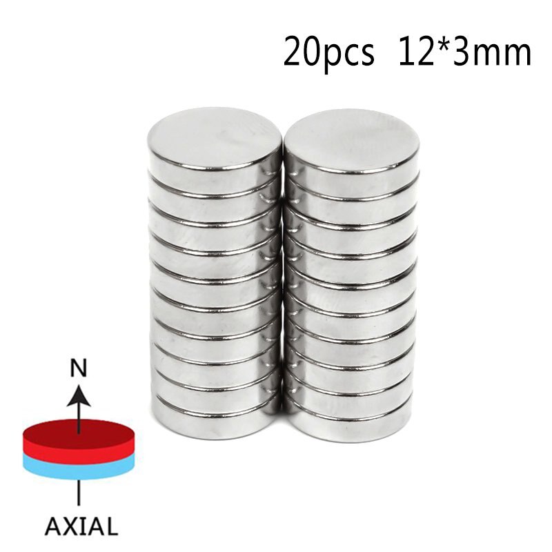 10/20/50 stuks/set 12*3mm Kleine Ronde Neodymium Magneten Disc Sterke Zeldzame Aarde N50 Koelkast magneten: 20 PCS