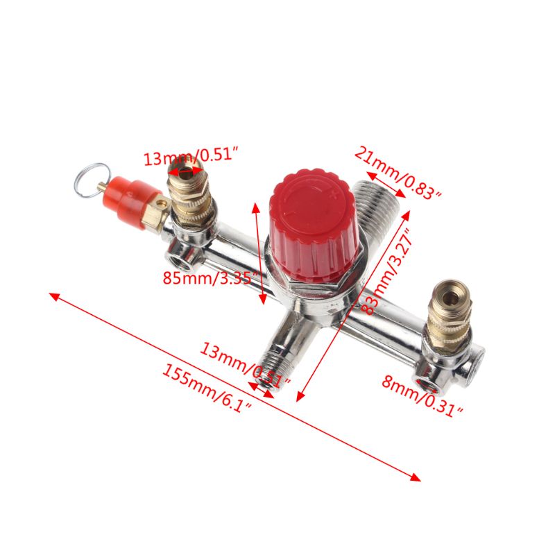 Double Outlet Pipe Alloy Air Compressor Switch Pressure Regulating Valve Mounting Parts Air Compressor Pipe