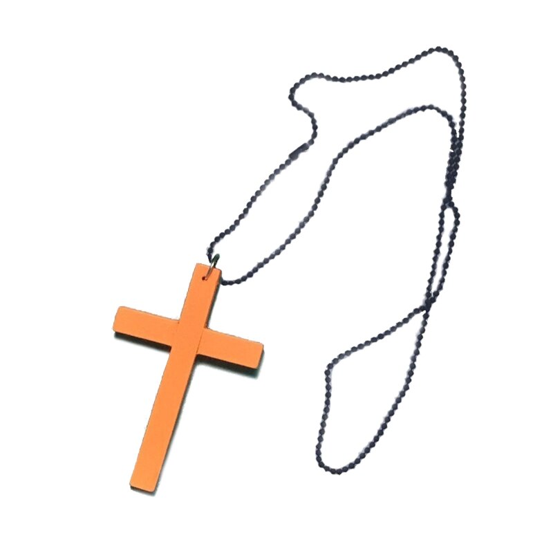 XX9B Houten Kruis Hangers Ketting Natuurlijke Houten Kruis Ambachten Sieraden Projecten Decor: orange