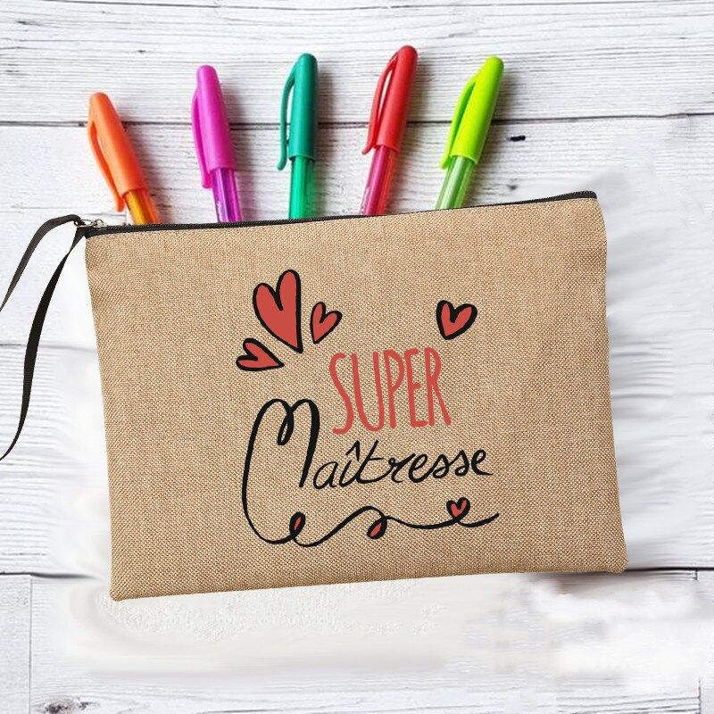 Merci Super Maîtresse machen-hoch Taschen Lehrer der Lagerung Beutel Reise Toiletten Organizer Reißverschluss Kosmetik Taschen für Maîtresse