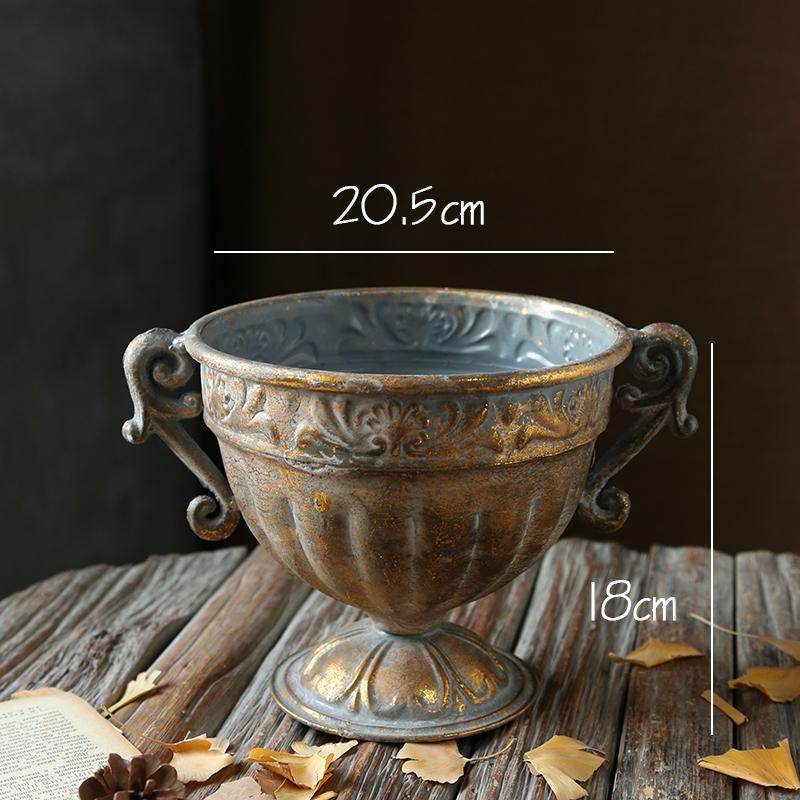 Gylden årgang gammel smijern vase blomst sølv europeisk blomsterpotte beger klassiske blomster ornamenter: D