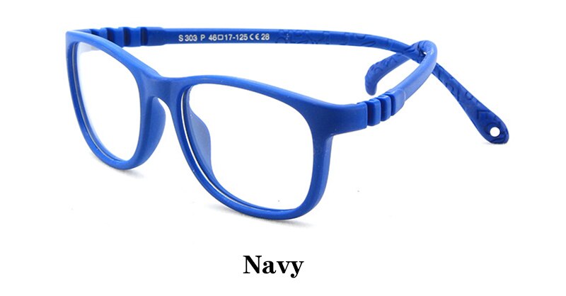 Gafas de bloqueo de luz azul para niños, lentes ópticas de ordenador de silicona transparentes para niños, gafas de luz azul: Navy