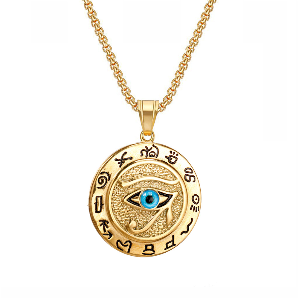 Oude Egypte Het Oog Van Horus Hanger Kettingen Voor Vrouwen En Mannen Gouden Kleur Rvs Ronde Sieraden