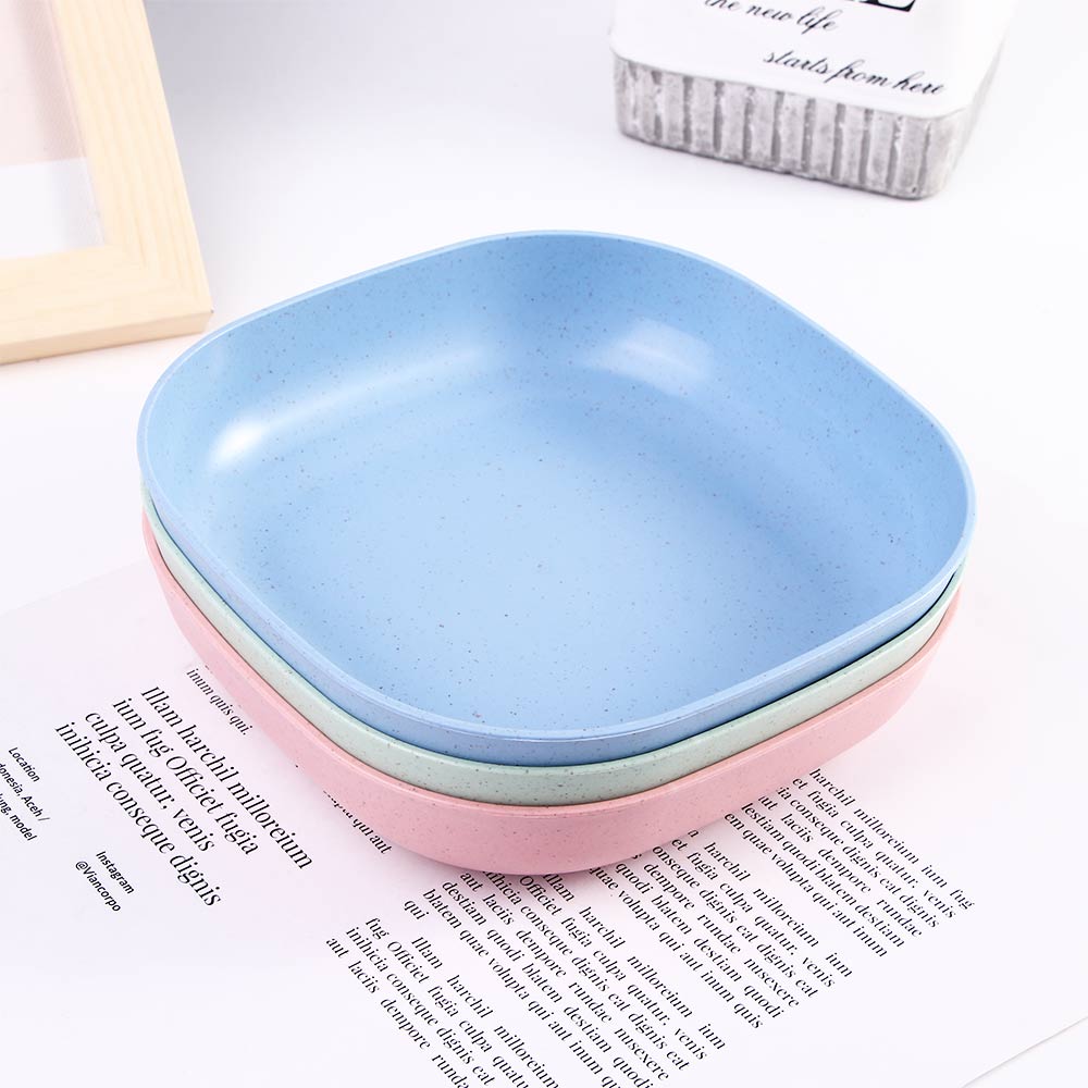 1Pc Home Eco-friendly Wheat Straw Snacks Fruit Square Plate Kitchen Storage Box Food Tray Spit Bones Dish Salad Vegetable Bowl