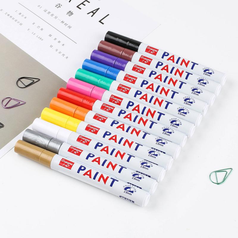 12 farben Farbe Marker Stift Wasserdichte Auto Reifen Reifen Lauffläche CD Metall dauerhaft Farbe Marker Ölige DIY Kunst Marker Kuli