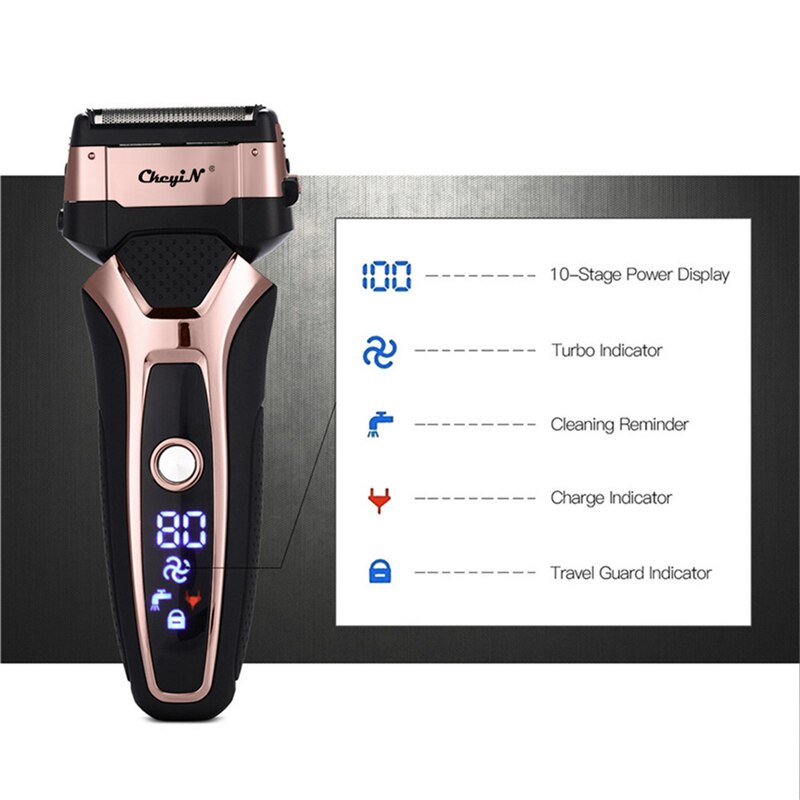 Rasierer Maschine Elektrische Rasierer Männer Edelstahl Rasierer Wiederaufladbare Trimmer Rasierer 3D Schwimm Rasieren LED Anzeige barbeador