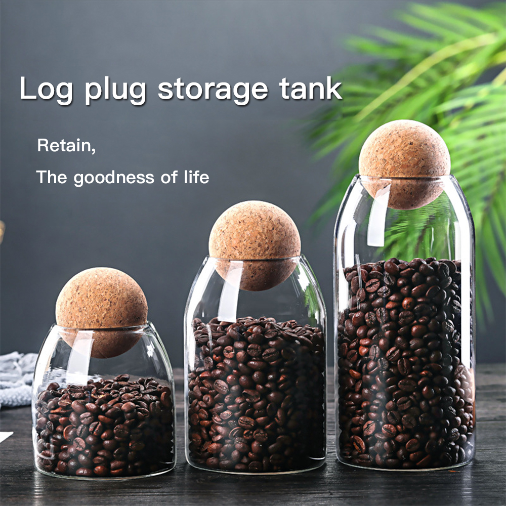 Ball Cork Transparent Lead-Free Glass Sealed Can Storage Tank Grains Storage Jar Cork Tea Containers Kitchen Storage