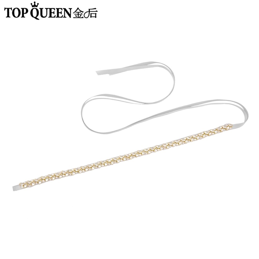 Topqueen S383-G Trouwjurk Riem Goud Strass Riem Bruids Riem Dunne Riemen Party Riem Vrouwen Riemen Luxe Riem Sieraden: Gray