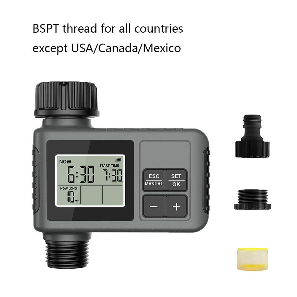 INSOMA Automatic Water Timer Intelligent Irrigation Watering System Sprinkler Timer Garden Programmer Equipment LCD Display IPX5: grey