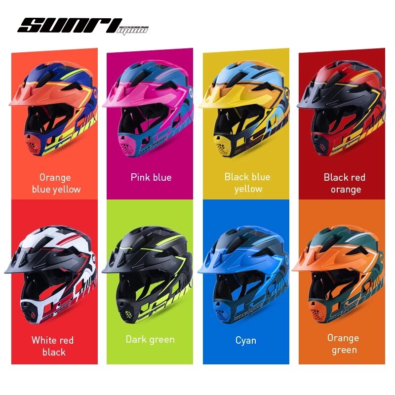 Sunrimoon Full Face bicycle Helmet Kids Detachable Helmet Cycling Outdoor Sports Safety Helmet for Children Skateboarding Roller