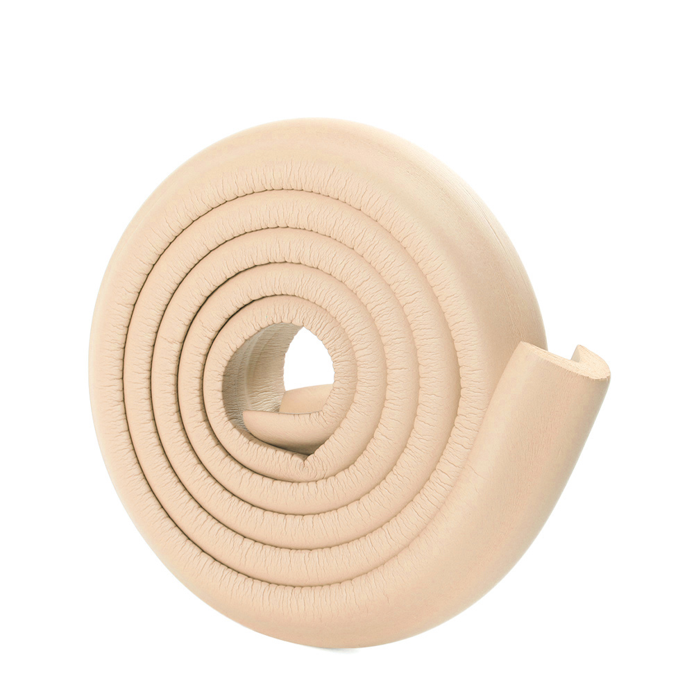 1 Set 2M Kinderen Beschermen Botsing Tafel Guard Strip Baby Veiligheid Glas Edge Corner Schuim Bumper Met Tape Tafel edge Guard Strip: Beige