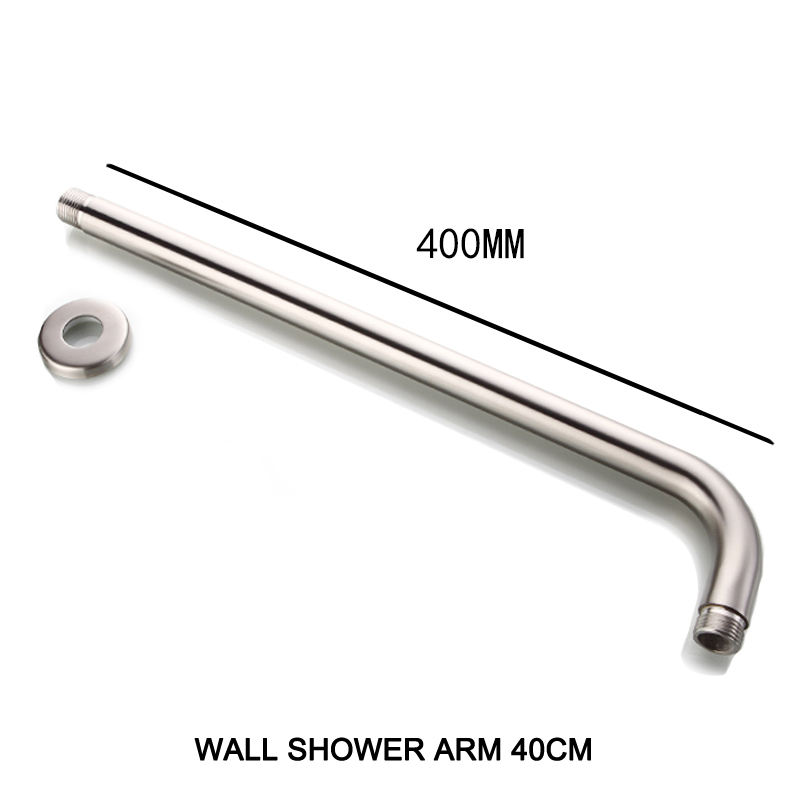 Wall Mounted Ceiling Overhead Shower Arm Set Brushed Nickel Head Shower Holder Square Round Bathroom Set: SA0001BN-86