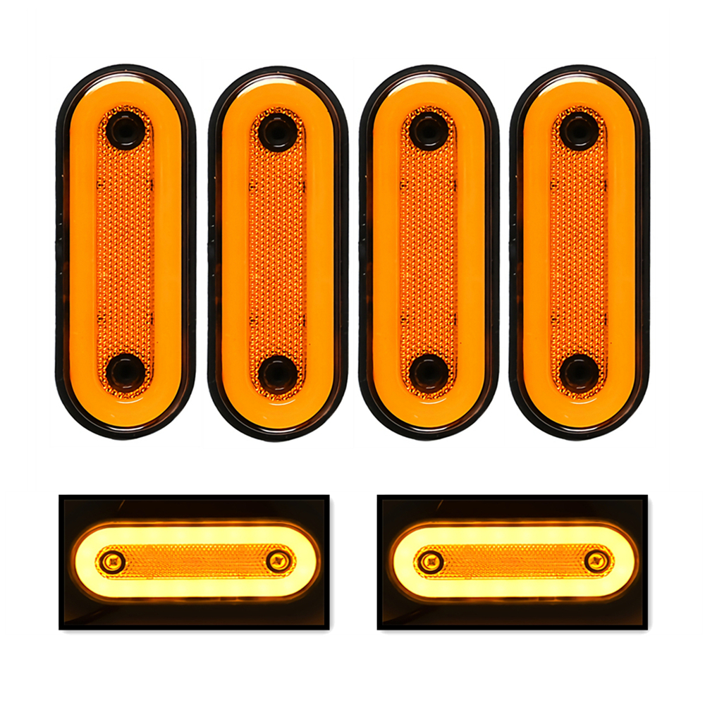 4 stk. markeringslys til tilhenger, 12v 24v led-sidemarkeringslys til lastebil, bobil, buss, campingbil, sidelys rødt, hvitt, gult