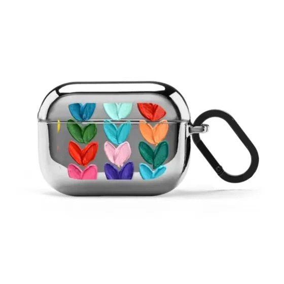 Colorful Hearts Electroplated Case for AirPods 3 4 Pro Pro2 Earbuds Cover