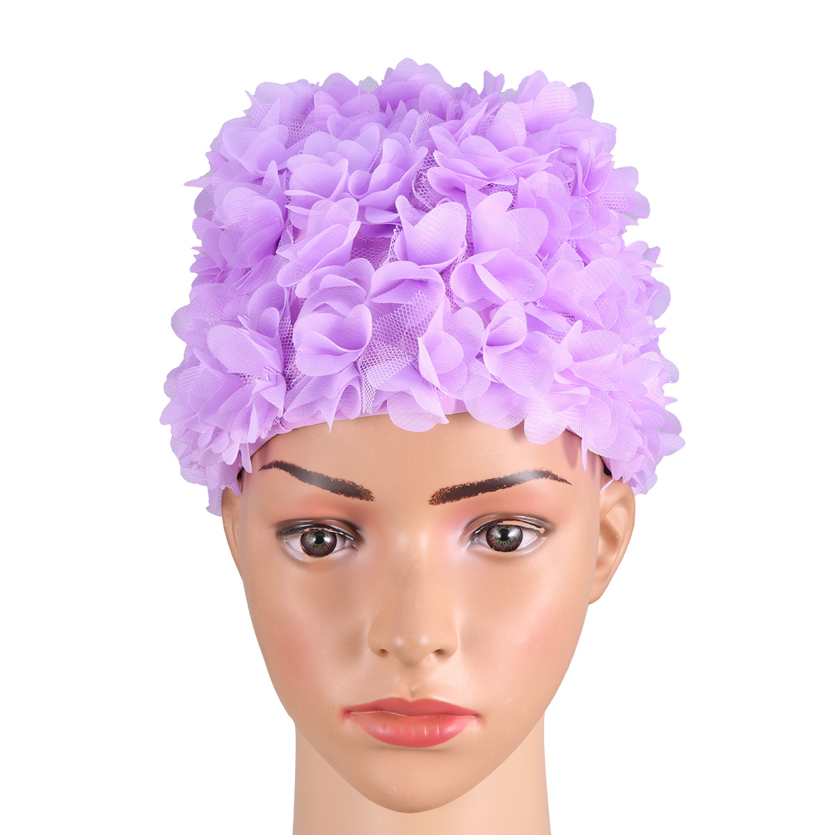 1Pc Swim Cap Swimming Accessories Swim Hat Flower Swim Cap Bathing Cap for Girls: Violet