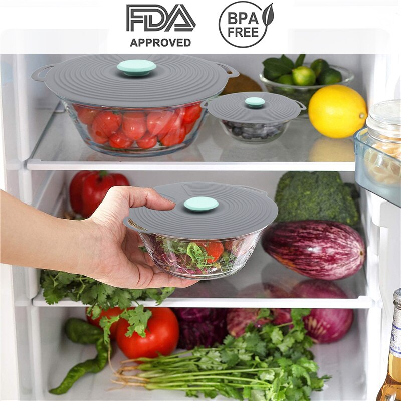 Couvercle de casserole en Silicone résistant à la chaleur, couvercle de micro-ondes, scellé sous vide, extensible, bol d'emballage alimentaire, boîte de Pot, couvercle, ustensiles de cuisine
