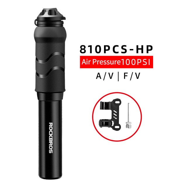 ROCKBROS Mini Tragbare Fahrrad Pumpe Licht Aluminium Legierung MTB Fahrrad Luftpumpe Reifen Inflator Schrader Presta Ventil Radfahren Pumpen: 810PCS-HP 100PSI