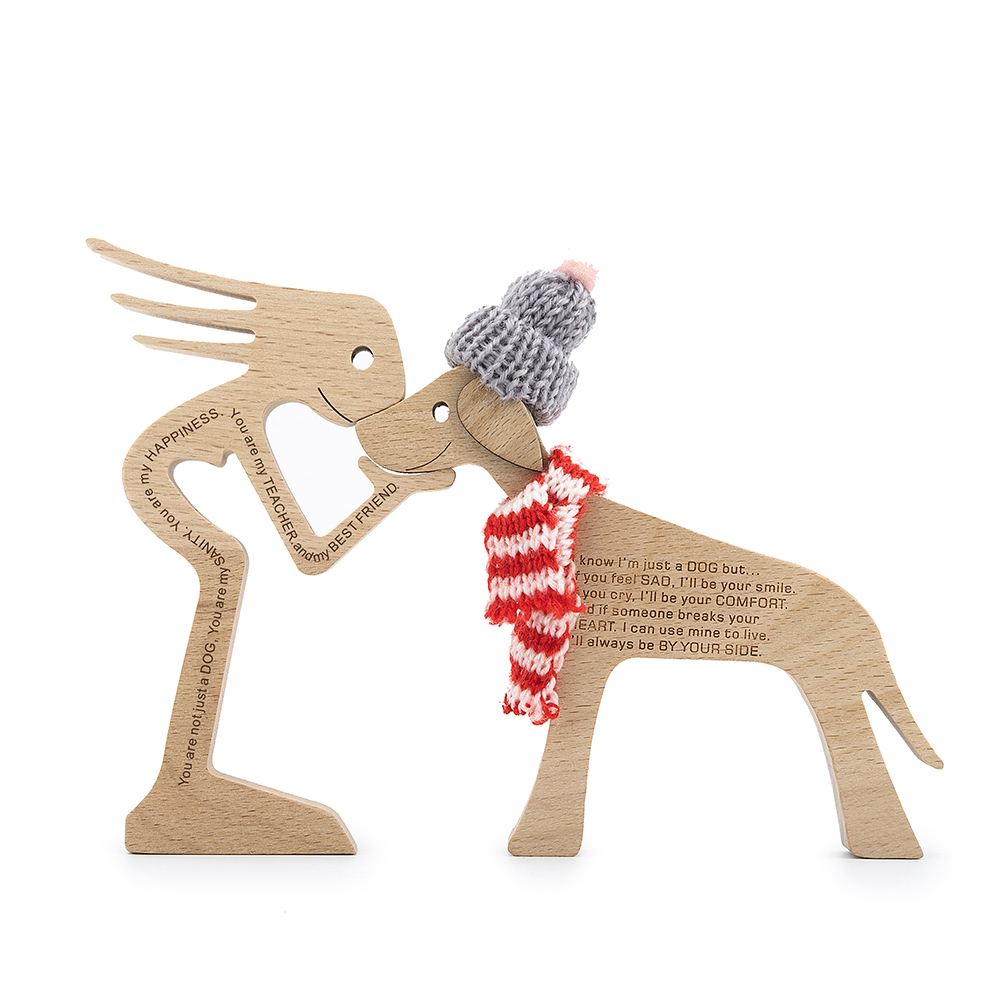 Pet Decorations Craft Wooden Dog Cat Doll Ornaments Carved Model Home Office Ornaments Love Pets