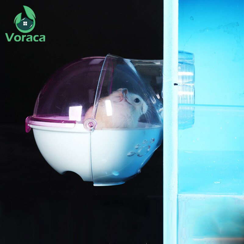 Bañera de hámster externa para baño, jaula de arena de baño, cama acrílica, ratón, Villa, mascotas pequeñas, caja de arena para baño, rosa y azul