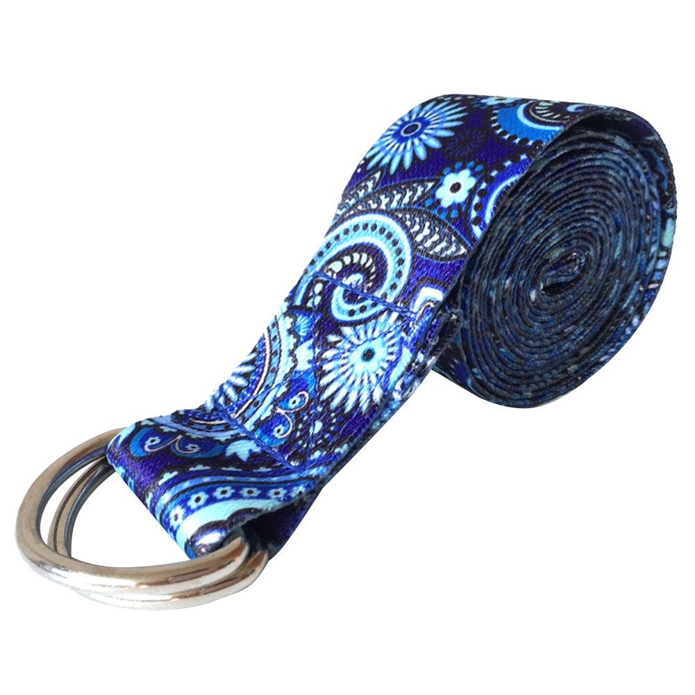 D-ring riem yoga stretch band taille been verstelbare bedrukte weerstandsband wasbare sport stretch fitness band rekwisieten: Blauw