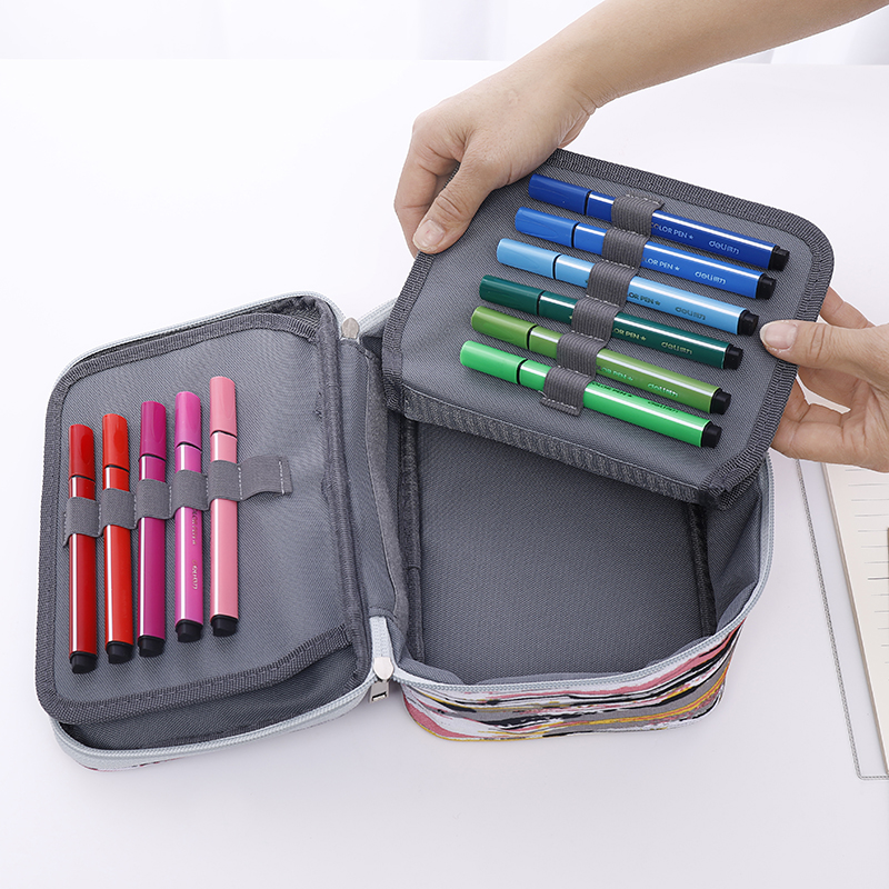 Mini 72 Holes School Pencil Case for Girls Boys Penal Pencilcase Kawaii Canvas Big Pen Box Stationery Kit Large Cartriage Bag